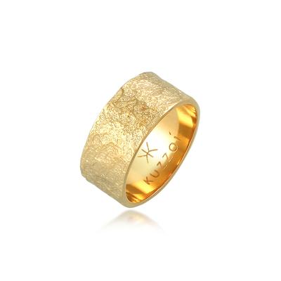 Silberring KUZZOI "Herren Bandring Organic Struktur 925 Silber" Gr. 58, gold, Fingerringe, Herren, 58mm, ohne Stein, Silber 925 (Sterlingsilber), 9mm, Fingerring Image