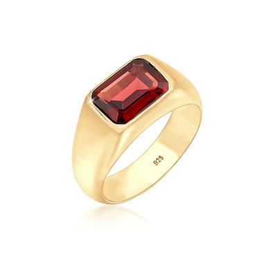 Siegelring ELLI PREMIUM "Siegelring Edelstein Trend Statement 925 Silber" Gr. 54, rot (rot, dunkelrot), Fingerringe, Dam