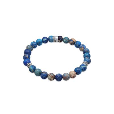 Armband KUZZOI "Herren Achat Perlen Blau Beads 925 Silber" Gr. 23, silber, Armbänder, Herren, 23cm, ohne Stein, Silber 925 (Sterlingsilber) Image