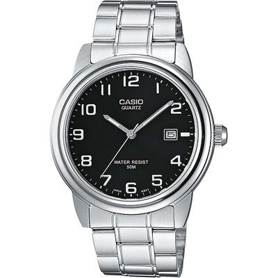 Quarzuhr, silber (edelstahlfarben, schwarz), CASIO TIMELESS COLLECTION, Armbanduhren, Damen, Armbanduhr, Herrenuhr, Damenuhr, analog, Datum, Edelstahlarmband Image