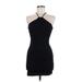 Zara Casual Dress - Bodycon Plunge Sleeveless: Black Print Dresses - Women's Size Medium