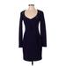 Nanette Lepore Cocktail Dress - Sheath V Neck Long sleeves: Purple Print Dresses - Women's Size 4