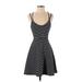 French Connection Casual Dress - A-Line Scoop Neck Sleeveless: Black Print Dresses - Women's Size 2