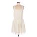 BCBGeneration Casual Dress - Mini Scoop Neck Sleeveless: Ivory Print Dresses - Women's Size Medium