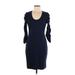 Sundry Casual Dress - Sheath Scoop Neck 3/4 sleeves: Blue Print Dresses - Women's Size Medium