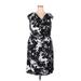 DressBarn Cocktail Dress - Party Cowl Neck Sleeveless: Black Floral Dresses - Women's Size 18