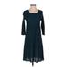 Eileen Fisher Casual Dress - A-Line Scoop Neck 3/4 sleeves: Teal Print Dresses - Women's Size P Petite