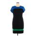 DKNYC Casual Dress - Sheath Crew Neck Short sleeves: Blue Color Block Dresses - Women's Size X-Large