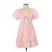 Lulus Casual Dress - Mini Tie Neck Short sleeves: Pink Dresses - New - Women's Size X-Small