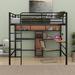Mason & Marbles Bundabirg Full Size Metal & Wood Loft Bed w/ L -shaped desk & shelves Metal in Black/Gray | 69.7 H x 56 W x 77.2 D in | Wayfair