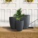 Latitude Run® Kante 3 Piece 22.4", 20.4" & 18.1"H Round Charcoal Finish Concrete Modern Tall Planters | 22.4 H x 19.6 W x 13.7 D in | Wayfair