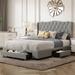 Red Barrel Studio® Aison Platform Storage Bed Upholstered/Velvet in Gray | 45.78 H x 65.98 W x 82.98 D in | Wayfair