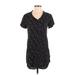 Cloth & Stone Casual Dress - Shift V Neck Short sleeves: Black Dresses - Women's Size X-Small