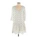 Meadow Rue Casual Dress - Mini V Neck 3/4 sleeves: Ivory Dresses - Women's Size X-Small