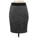 Express Casual Pencil Skirt Knee Length: Gray Color Block Bottoms - Women's Size 6