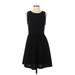 Bar III Casual Dress - Fit & Flare Crew Neck Sleeveless: Black Solid Dresses - Women's Size Small