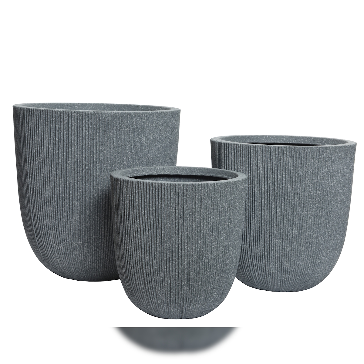 Decoris 3 Blumentöpfe 31-44cm Outdoor - Kunststoff Pflanzenkübel Blumenkübel außen Pflanzen Blumen Übertopf Pflanzentopf Pflanzgefäß für draußen Garten Grau Image