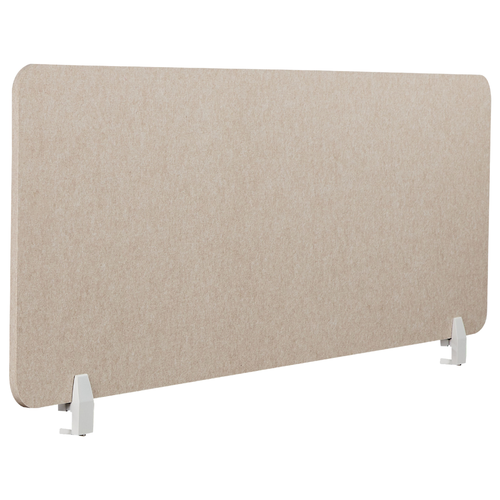 Schreibtisch Trennwand Beige Stoff PET Kunststoff 160 x 50 cm zum Aufstellen Klemmen Schallschutz Sichtschutz Pinnwand Büro Home Office