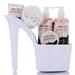 Draizee Heel Shoe Spa Basket For Women - Jasmine Scented Home Relaxation Bath Essesntial Spa Gift Basket Set - Body Lotion Butter & Puff Shower Gel Bubble Bath #1 Christmas Gift Basket For Women