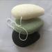 Facial Sponge Set 3Pc Drop Shape Facial Sponge Natural Activated Bamboo Charcoal Face Cleansing Exfoliating Sensitive Skin Body Massage Tools for Women And Men (Black Green And Beige)