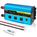 Pure Sine Wave Power Inverter DC 12V to AC 110V Converter with Remote Control, 3 AC Outlets 4 USB Ports Car Inverter - 1600W-12V