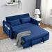 Convertible Sofa Bed with 2 Detachable Arm Pockets, Loveseat Sofa with Pull Out Bed, 2 Pillows and Adjustable Backrest