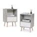 Nightstands Set of 2 Wood Sofa Side Table with Drawer and Shelf, Gray