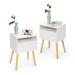 Nightstand with 2 Pull-Out Drawers Set of 2, Wood Bedside Table End Table Storage Sofa Side Table for Bedroom