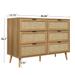 Modern 6 Drawer Dresser Wood Cabinet, Walnut for Living Room or Office