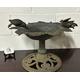 Large Unusual Antique Cast Bronze Leaf Design Bird Bath On Cast Iron Stand