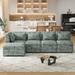 Free-Combined Sectional Sofa 5-seater Modular Couches with Storage Ottoman, 5 Pillows for Living Room, Bedroom, Office