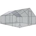 Large Metal Chicken Coop Walk-in Poultry Cage Hen Run House Rabbits Habitat Cage Spire Shaped Coop with Waterproof and Anti-Ultraviolet Cover (9.8 L x 19.7 W x 6.4 H)