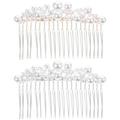 Gold Hair Accessories Vintage Alloy Hair Comb 2pcs Pearl Side Combs Clips Hair Comb Slide Clip Rhinestone Headdress Wedding Party Hair Accessories for Women Girls Hair Combs