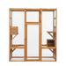 YYAo Wooden Indoor Outdoor Cat Cage Large Wooden Cat Cage with Top Sunlight Panels Perches Sleeping Box Wooden Outdoor Cat Enclosure Large Cat House with Perches Orange