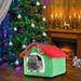 OAVQHLG3B Christmas Doghouse Winter Warm All Season All-purpose House Bed House Villa Closed Winter Dog House Pets And Dog Christmas Gift