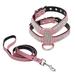 Suede Leather Rhinestone Pet Harness And Leash Set For Small Medium Dogs Chihuahua Terrain Dog Light Dog Color Light Clip Please Take Your Shoes off Sign Miniature Cow Bells for Dogs Bow Tie for Dogs