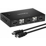 KVM Switch HDMI 2 Port Box 2 Computers Share Keyboard Mouse and HD Monitor HUD 4K (3840x2160) Support Wireless Keyboard and Mouse Connections