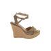 Jimmy Choo Wedges: Tan Print Shoes - Women's Size 41 - Open Toe