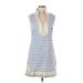 Eliza J Casual Dress - Mini Collared Sleeveless: Blue Stripes Dresses - Women's Size 4