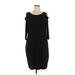 Claudia Ev Casual Dress - Sheath Cold Shoulder 3/4 sleeves: Black Solid Dresses - Women's Size X-Large