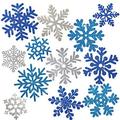 Whaline Snowflake Cut-Outs 48Pcs Glitter Blue Silver Snowflake Cutouts Double-Sided Holiday Cut-Outs with Glue Point for Winter Christmas Wonderland Frozen Party Home Decoration Assorted Size