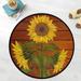 GZHJMY Sunflower Anti Fatigue Round Area Rug Sunflower Wooden Non Slip Absorbent Comfort Round Rug Floor Carpet Yoga Mat for Entryway Living Room Bedroom Sofa Home Decor (3 in Diameter)