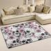 GZHJMY Cherry Blossom Skull Non Slip Area Rug for Living Dinning Room Bedroom Kitchen 2 x 3 (24 x 36 Inches / 60 x 90 cm) Skull Nursery Rug Floor Carpet Yoga Mat