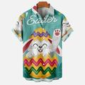 JURANMO Easter Hawaiian Shirt for Men Bunny Easter Eggs Graphic Button Down Shirts Short Sleeve Bowling Shirt Summer Vacation Tops Lightweight Party Shirts Deals of Today Green XL