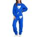 skpabo Tracksuit Women Warehouse Clearance Valentine s Day Two Piece Outfit Co ord Set Long Sleeve Lounge Wear Sets Heart Printed Crew Neck Jumper and Joggers Bottoms Sportwear