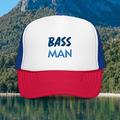 Bass Fishing Foam Trucker Hat Largemouth Bass Trucker Hat Bass Fisherman Trucker Hat Bass Fishing Dad Hat - Embroidered (White / Royal / Red)