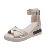 Women Solid Bohemian Peep Toe Wedges Thick Bottom Flatform Shoes Sandals Platform Wedges for Women Strap Low Wedge Sandals for Women Wedge Slip on Sandals for Women Size 9 Wedge Tennis Shoes for Women