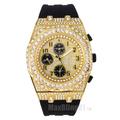 HIP HOP ICED SILICONE BAND LUXURY SIMULATED DIAMOND BLING WRIST FASHION WATCH