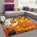 GZHJMY Halloween Owl Pumpkin Castle Autumn Leave Non Slip Area Rug for Living Dinning Room Bedroom Kitchen 4 x 5 (48 x 63 Inches) Halloween Holiday Nursery Rug Floor Carpet Yoga Mat