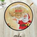 GZHJMY Merry Christmas Anti Fatigue Round Area Rug Santa Claus Non Slip Absorbent Comfort Round Rug Floor Carpet Yoga Mat for Entryway Living Room Bedroom Sofa Home Decor (3 in Diameter)